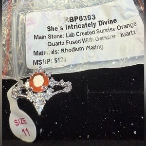 She's Intricately Divine Orange and Silver Ring